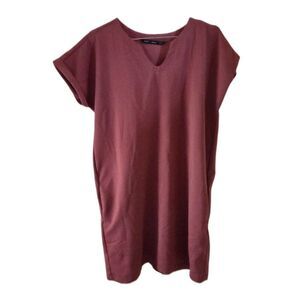 Forme Dark Mauve Short Sleeve Midi Dress with Pockets